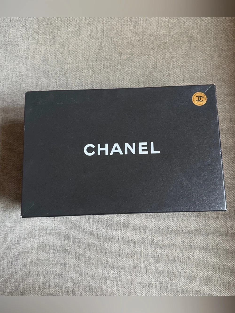 Vintage Chanel black logo heels